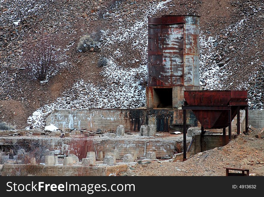 Environmental damage and debris left behind from an abandoned mine.