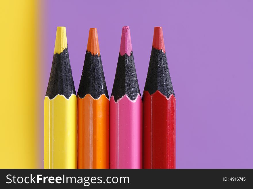 A part of  pencils with a simple  colorful background. A part of  pencils with a simple  colorful background