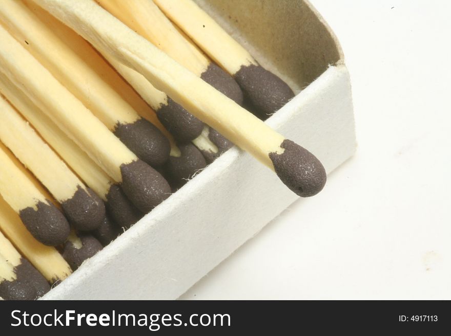 An open matchbox with matches inside