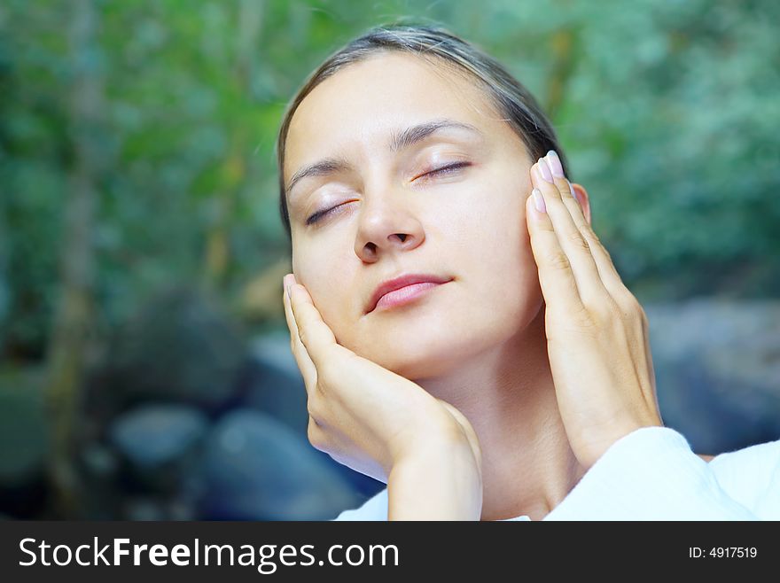 Portrait of fresh and beautiful human in summer environment. Portrait of fresh and beautiful human in summer environment