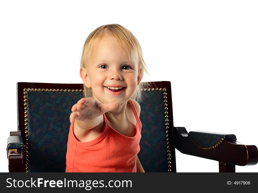 Little Girl Offer Hand To Audience