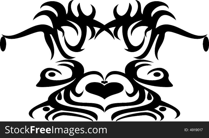 Abstract vector illustration of a tribal tattoo. Abstract vector illustration of a tribal tattoo