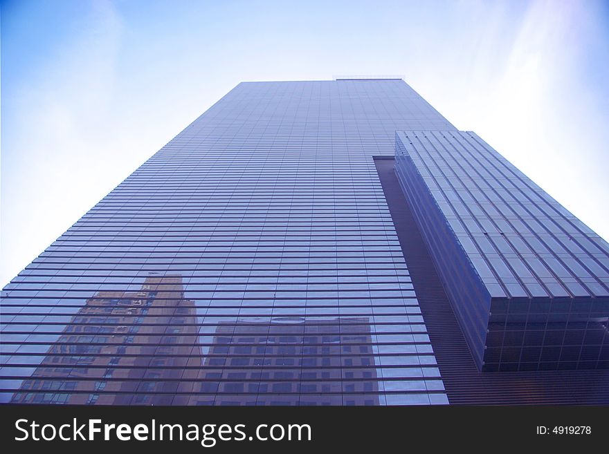 Office Skyscraper, window, reflection, blue sky, conceptual