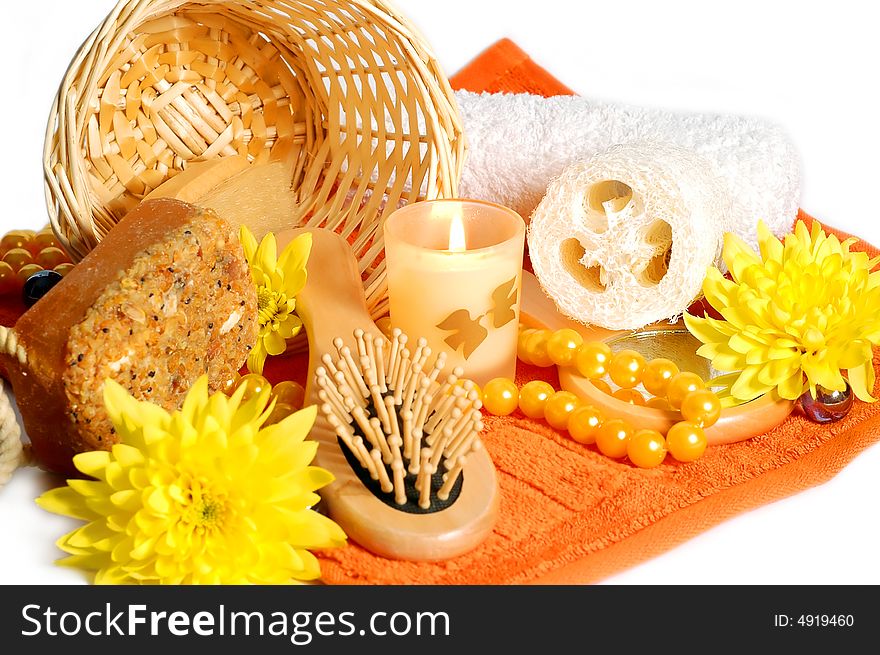 Spa Still-life With Candle And Flowers