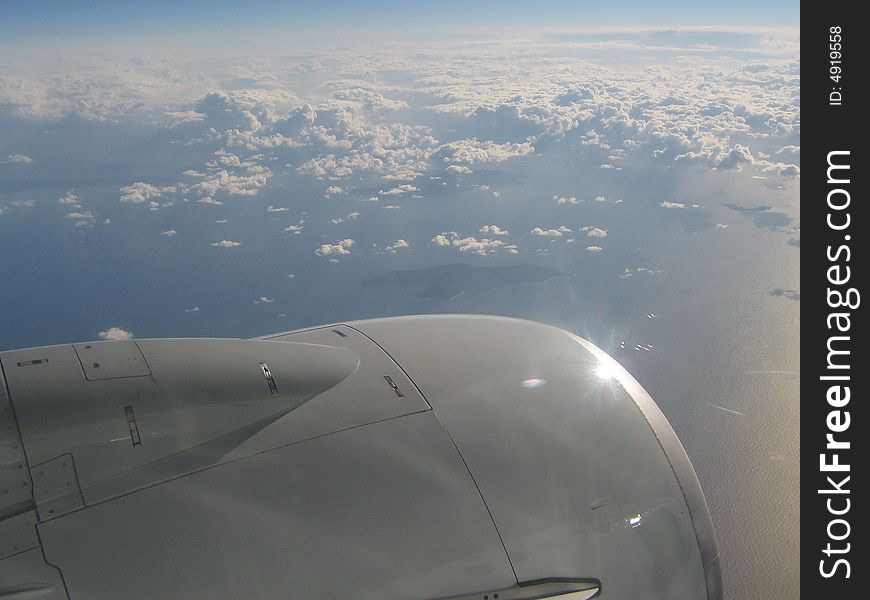 View of the clouds from the airplane