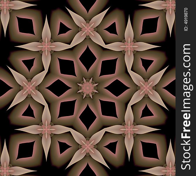 Abstract fractal image resembling a pink petal mandala. Abstract fractal image resembling a pink petal mandala