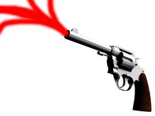The Gun With Blood Royalty Free Stock Photography