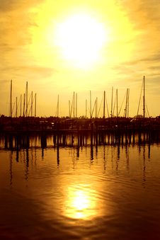 Boat In The Harbor At Dusk Royalty Free Stock Images Boat In The Harbor At Dusk Royalty Free Stock Images