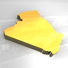 3d Golden Map Of Algeria Royalty Free Stock Photos