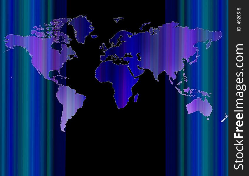 World map with abstract stripy background