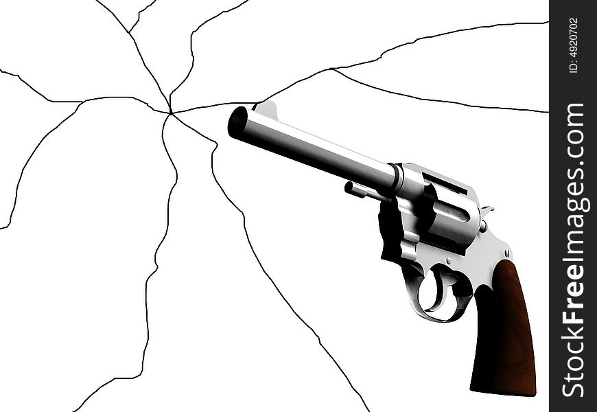 An image of a gun that has caused a crack. It would be a good concept image for criminality. An image of a gun that has caused a crack. It would be a good concept image for criminality.