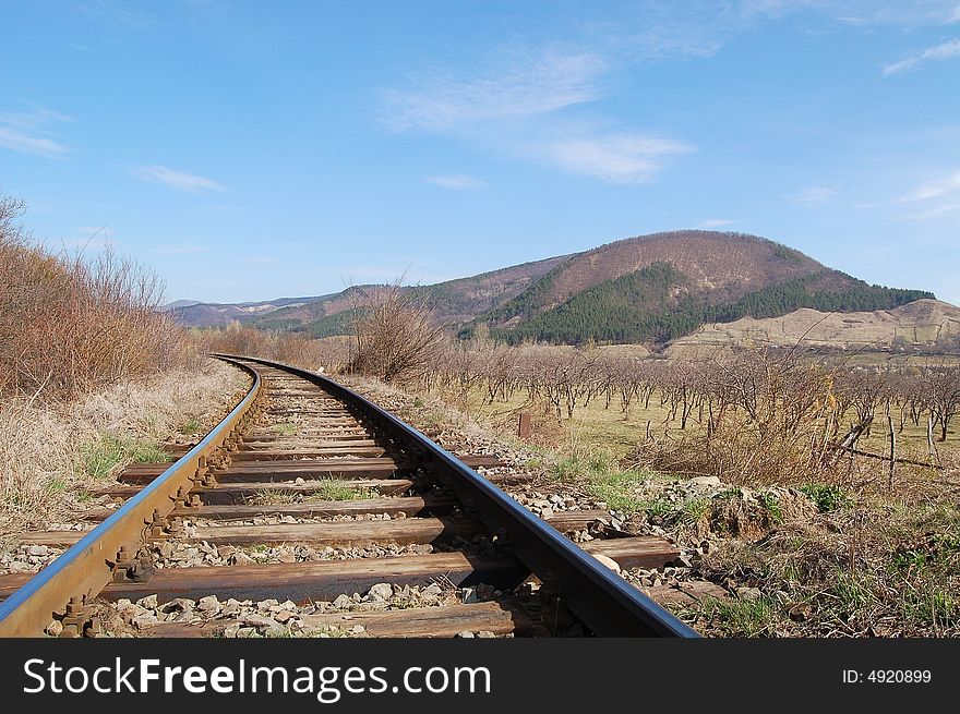 A railway in Buzau county, Romania. A railway in Buzau county, Romania