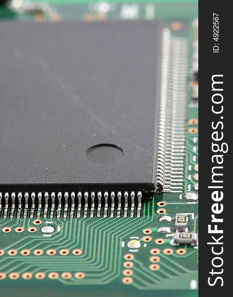 A closeup of a micro processor detail. A closeup of a micro processor detail