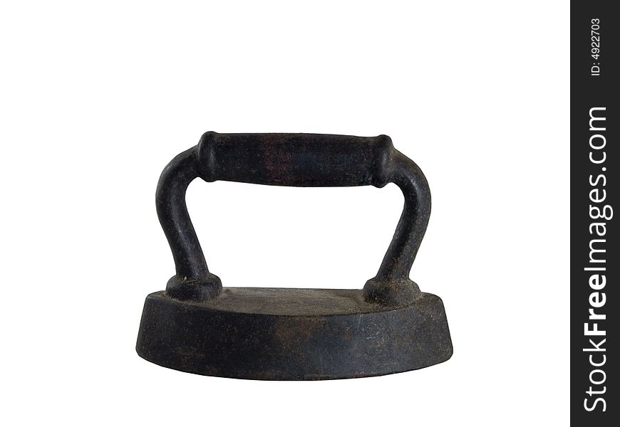 An isolated image of an old , antique, corroded clothes Iron. An isolated image of an old , antique, corroded clothes Iron