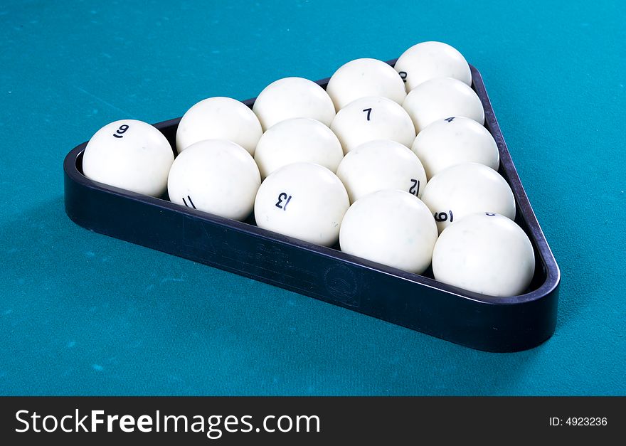The white billiard balls with numbers. The white billiard balls with numbers