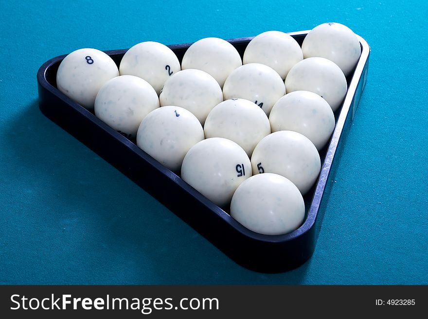 The white billiard balls with numbers. The white billiard balls with numbers