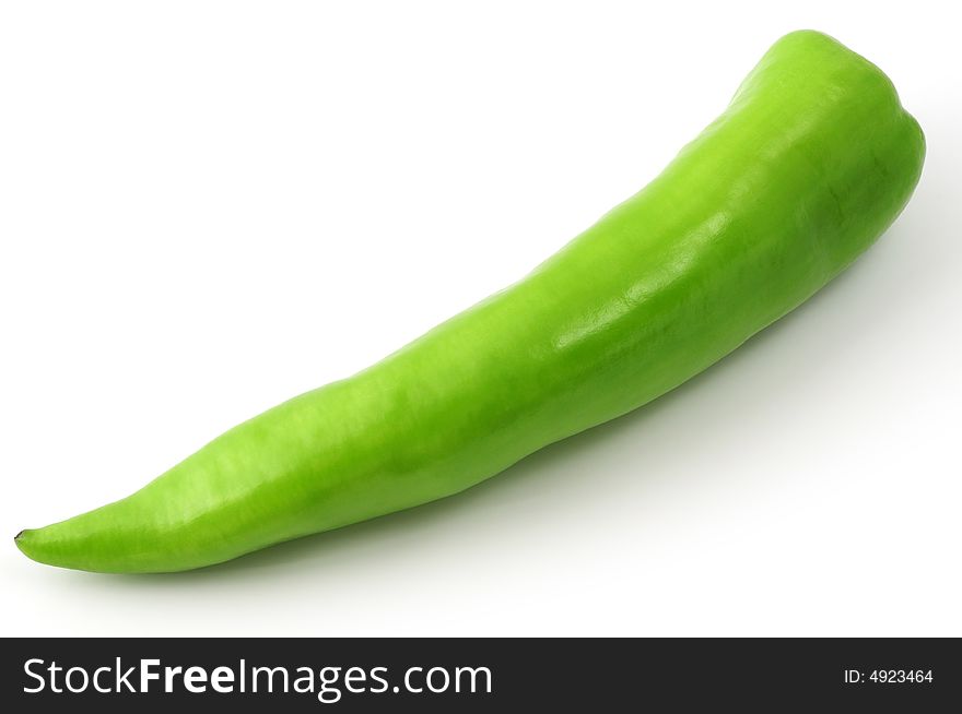 Isolated green hot paprika on white background. Isolated green hot paprika on white background