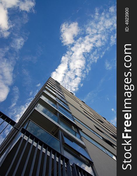 Apartment Block & Cloudy Sky, Looking Up