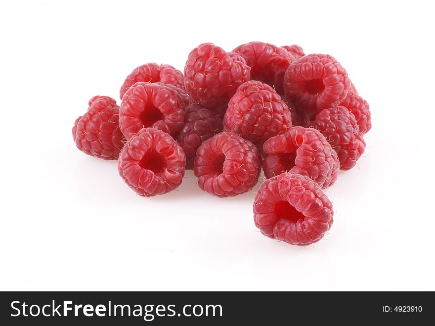 Bunch of raspberries on a white background. Bunch of raspberries on a white background.