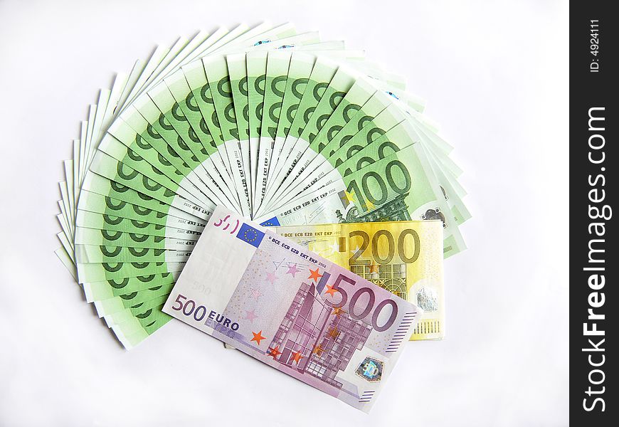 Banknotes face value 100, 200 and 500 euro