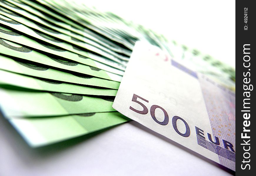 Banknotes face value 100 and 500 euro. Banknotes face value 100 and 500 euro