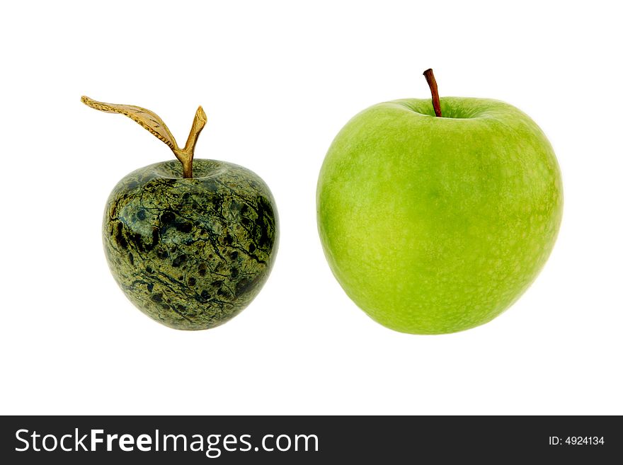 Close-up of apples on a white background