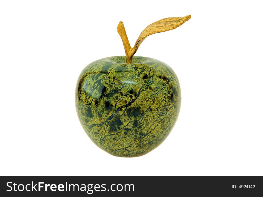 Close-up of malachite apple 
on a white background