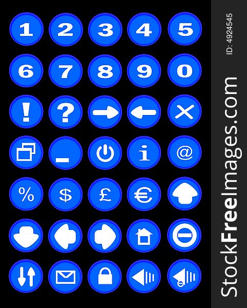 Thirty-five buttons with icons for pc