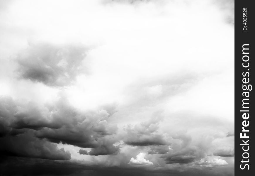 Black and white Stormy Clouds, Cloudscape. Black and white Stormy Clouds, Cloudscape.