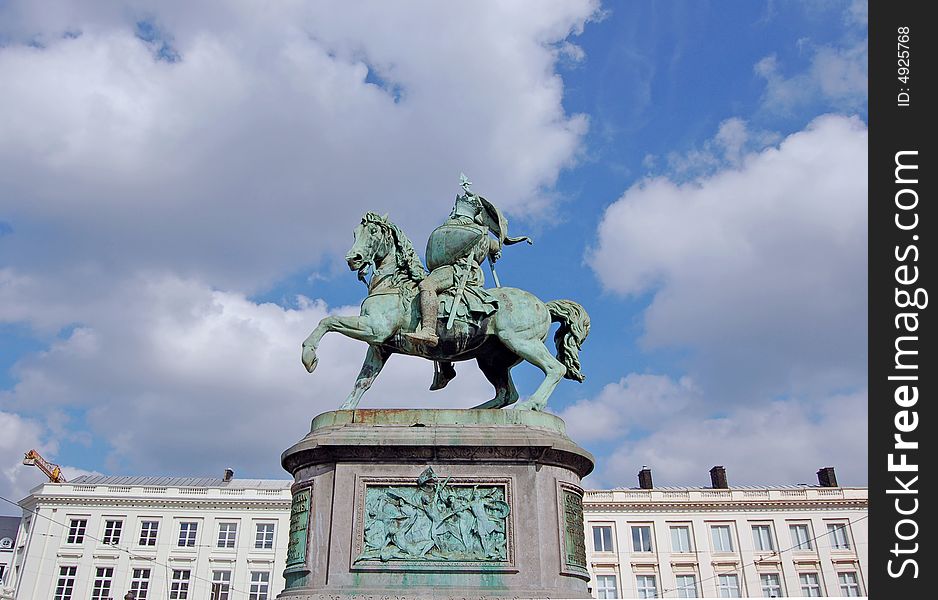 View on a statue on the  Royal Square. View on a statue on the  Royal Square