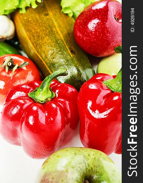 Fresh Vegetables, Fruits and other foodstuffs. Shot in a studio. Fresh Vegetables, Fruits and other foodstuffs. Shot in a studio.