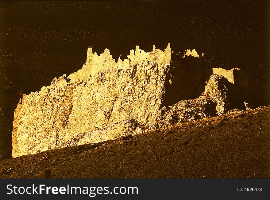 An ancient ancient fort of Gamba ,in the morning sunshine, Tibet,China. An ancient ancient fort of Gamba ,in the morning sunshine, Tibet,China.