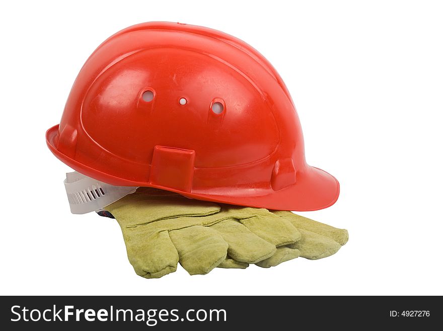 Red helmet with mitten