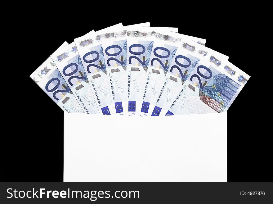 Money Gift, Large Envelope With Many Twenty Euro Notes. Money Gift, Large Envelope With Many Twenty Euro Notes