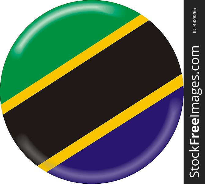 Art illustration: round medal with flag of tanzania