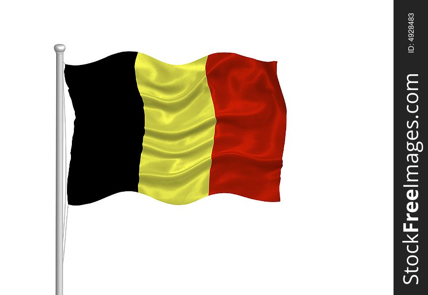 Illustration of waving Belgian Flag on white. Illustration of waving Belgian Flag on white