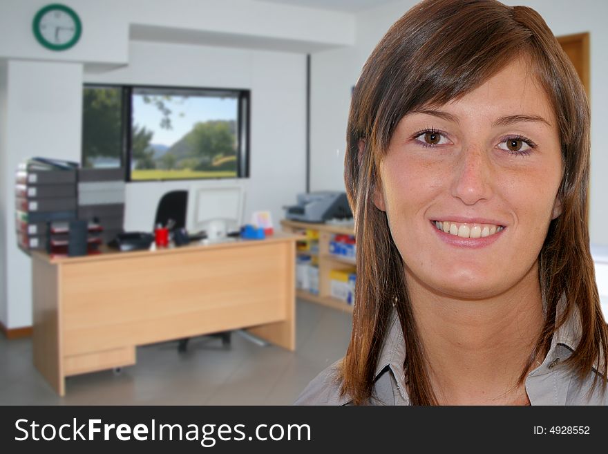 A Business Woman in Office