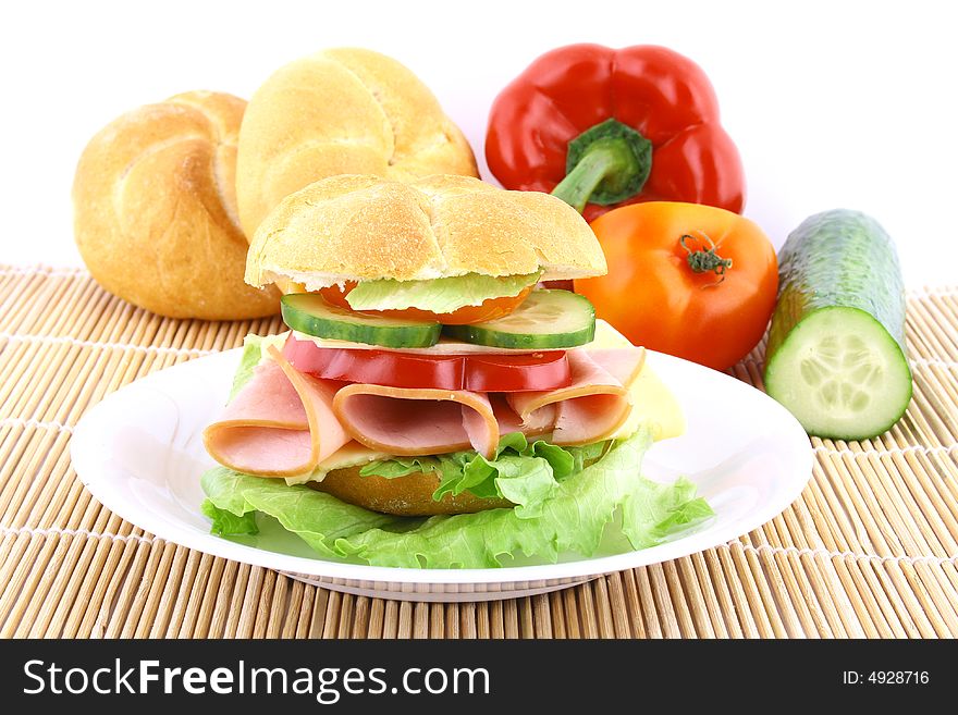 Healthy sandwich with fresh salad
