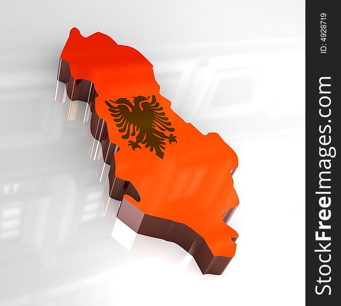 3d Flag Map Of Albania