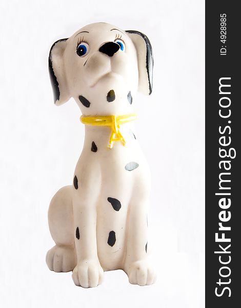 Single dalmatian dog toy macro close up. Single dalmatian dog toy macro close up