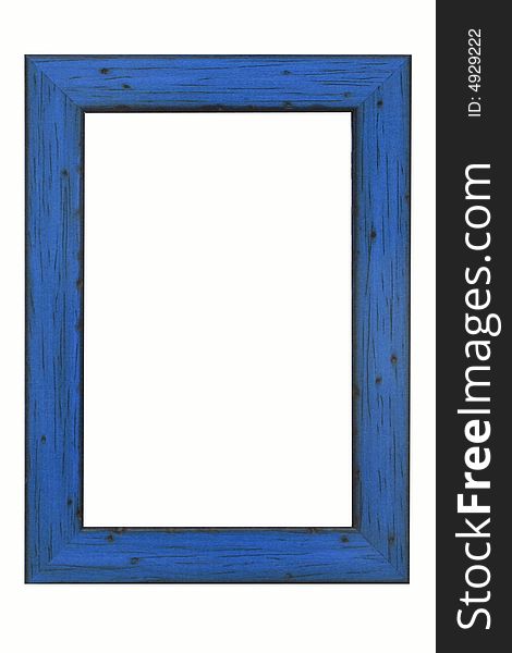 Colored wooden frame on white background