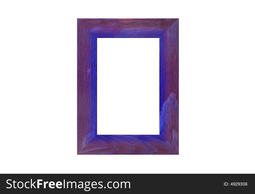 Colored wooden frame on white background