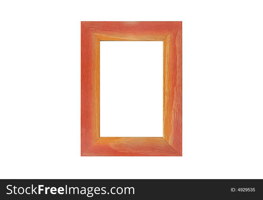 Colored wooden frame on white background