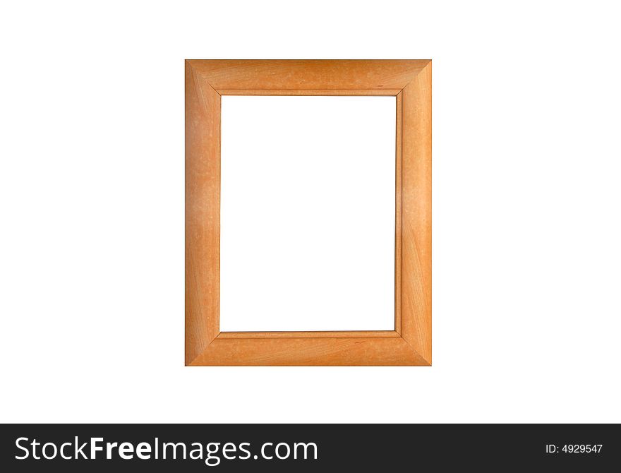 Colored wooden frame on white background