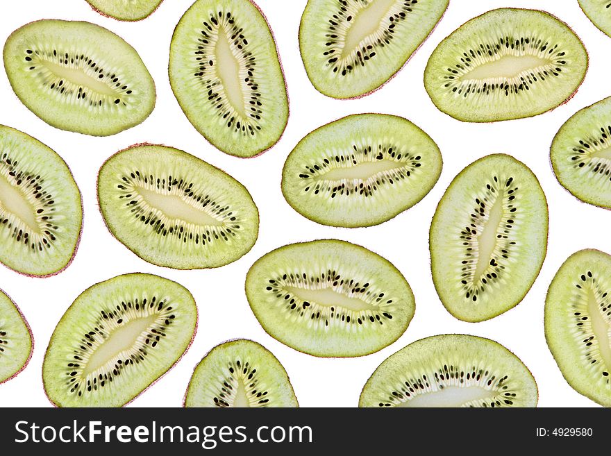 Ripe kiwi with seeds isolated on white. Ripe kiwi with seeds isolated on white