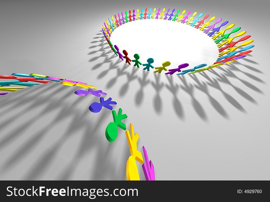 Colorful 3D people in a circle shape