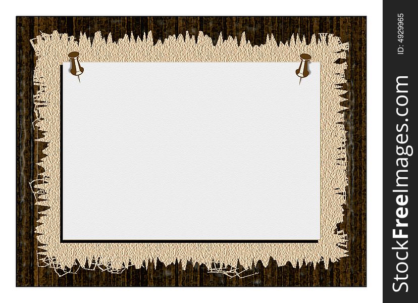 Corner pined display board with cloth texture background