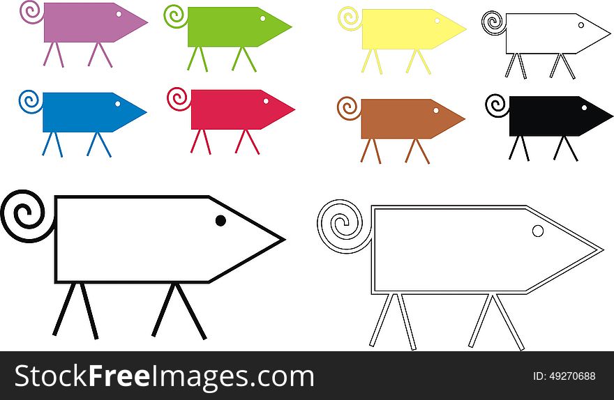 A simple illustration of colorful pigs