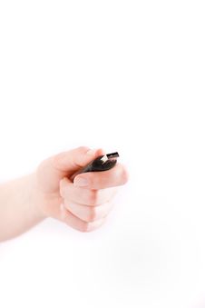 USB Flash In Female Hand Stock Image