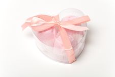 Little Pink Cakes In A Heart Shaped Box Over White Royalty Free Stock Photo
